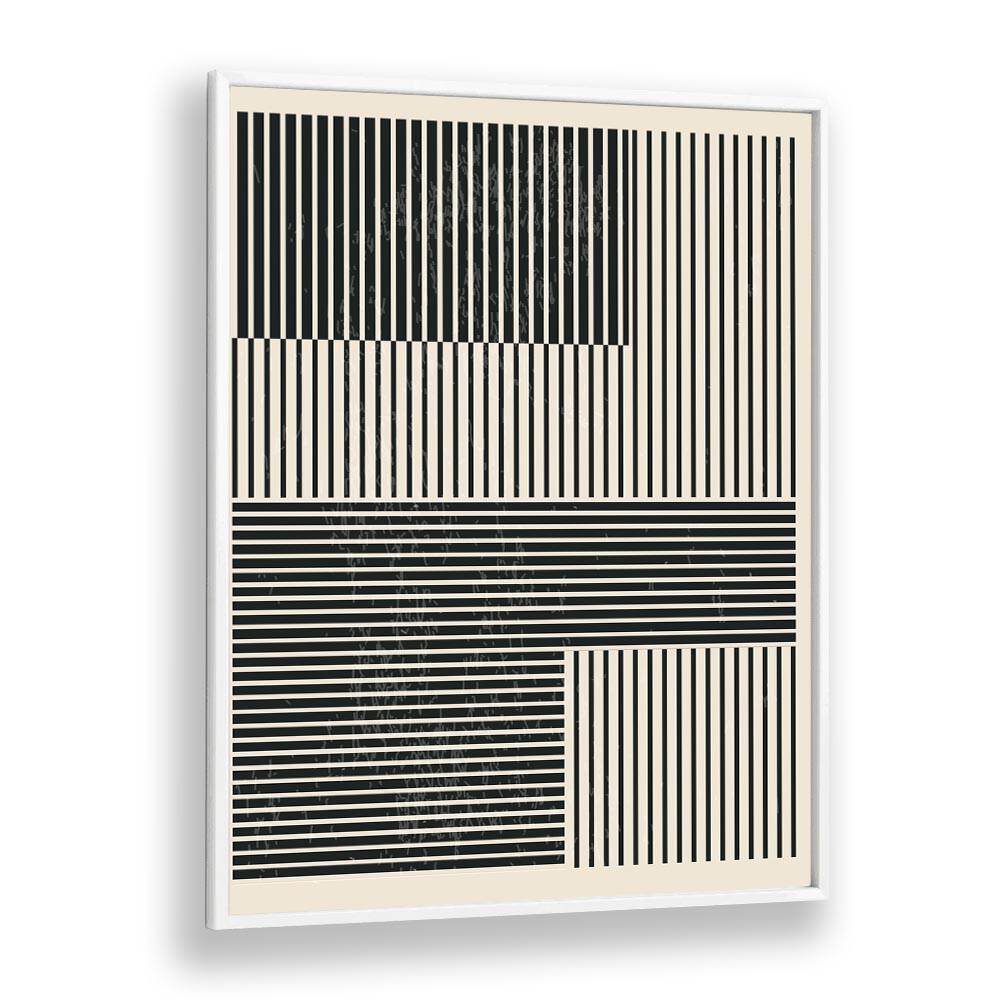 Black And White Geometric Shapes IV Geometric art Artwork in White Plain Frame