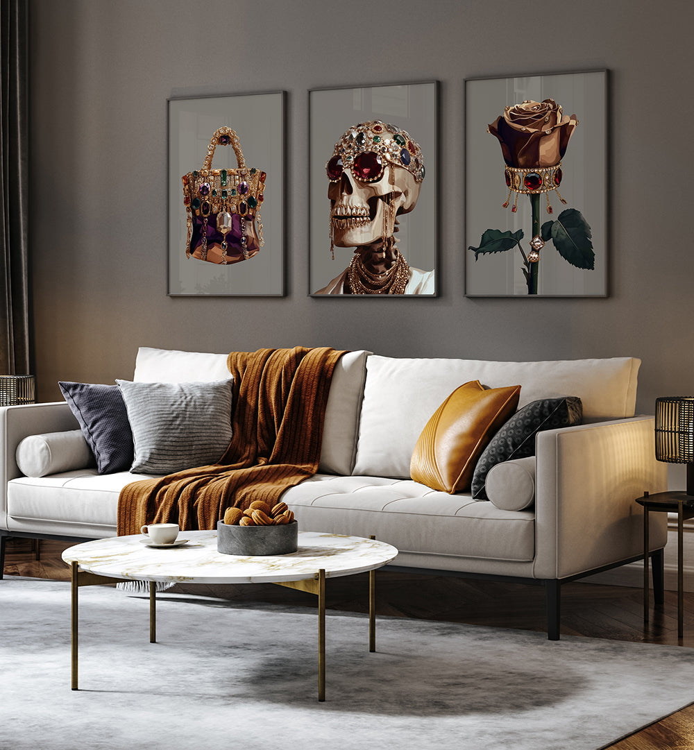 BLACK FASHION II, SET OF 3 PAINTINGS