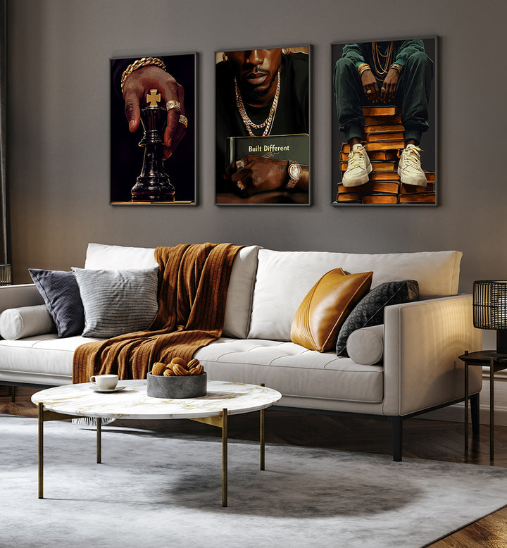BLACK FASHION III , SET OF 3 PAINTINGS