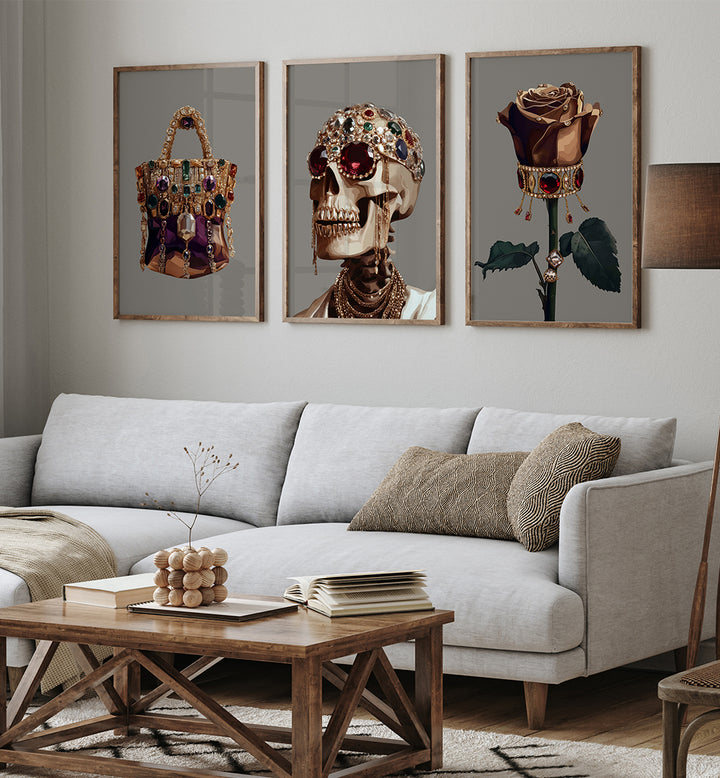 BLACK FASHION II, SET OF 3 PAINTINGS