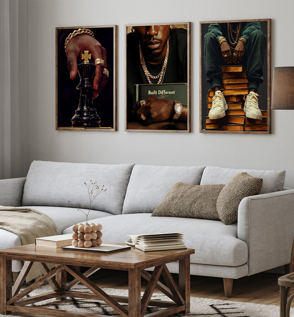 BLACK FASHION III , SET OF 3 PAINTINGS