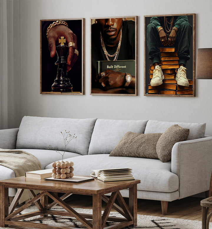 BLACK FASHION III , SET OF 3 PAINTINGS