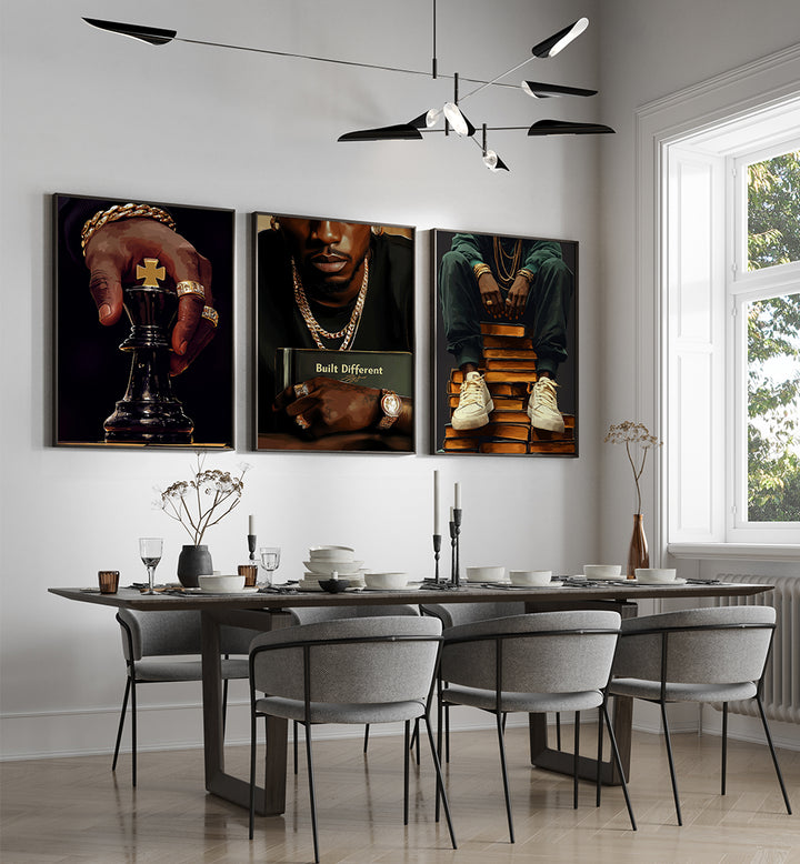 BLACK FASHION III , SET OF 3 PAINTINGS