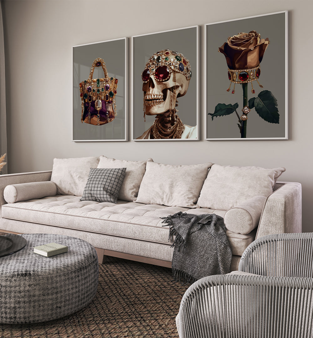 BLACK FASHION II, SET OF 3 PAINTINGS