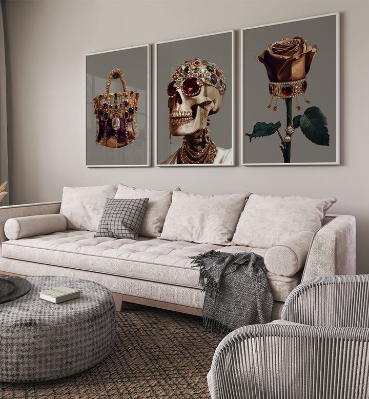 BLACK FASHION II, SET OF 3 PAINTINGS
