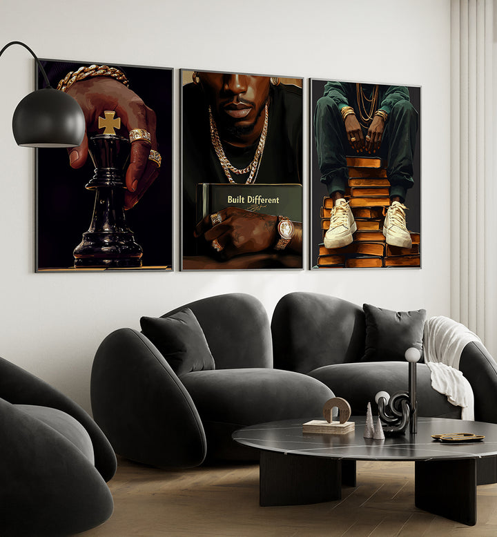 BLACK FASHION III , SET OF 3 PAINTINGS