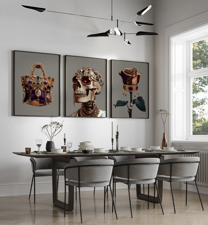 BLACK FASHION II, SET OF 3 PAINTINGS