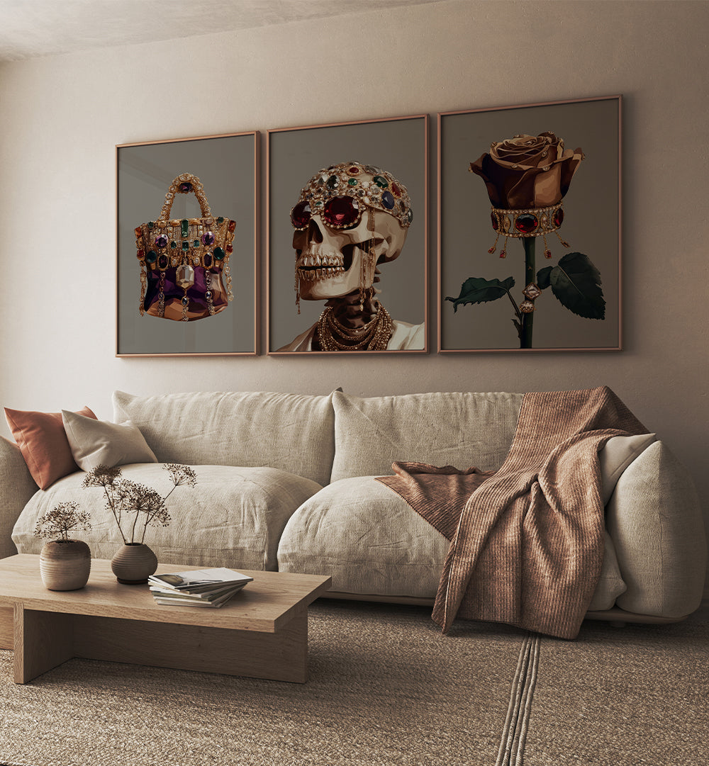 BLACK FASHION II, SET OF 3 PAINTINGS