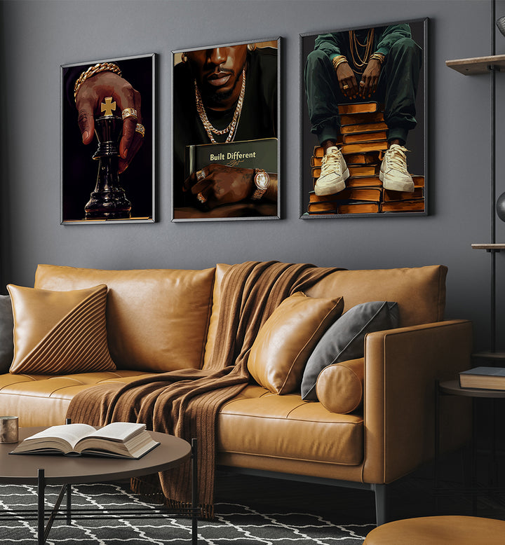 BLACK FASHION III , SET OF 3 PAINTINGS