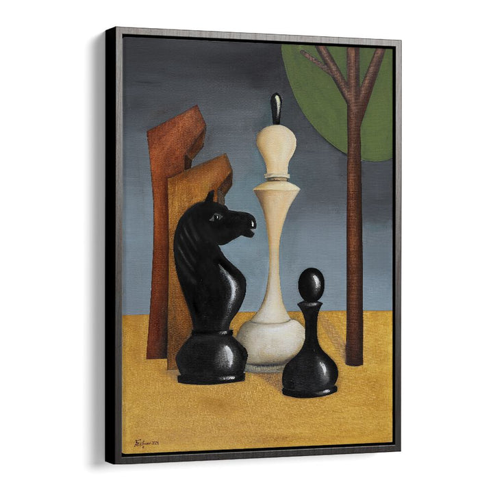 Black horse Sports Art Artwork in Black Floater Frame