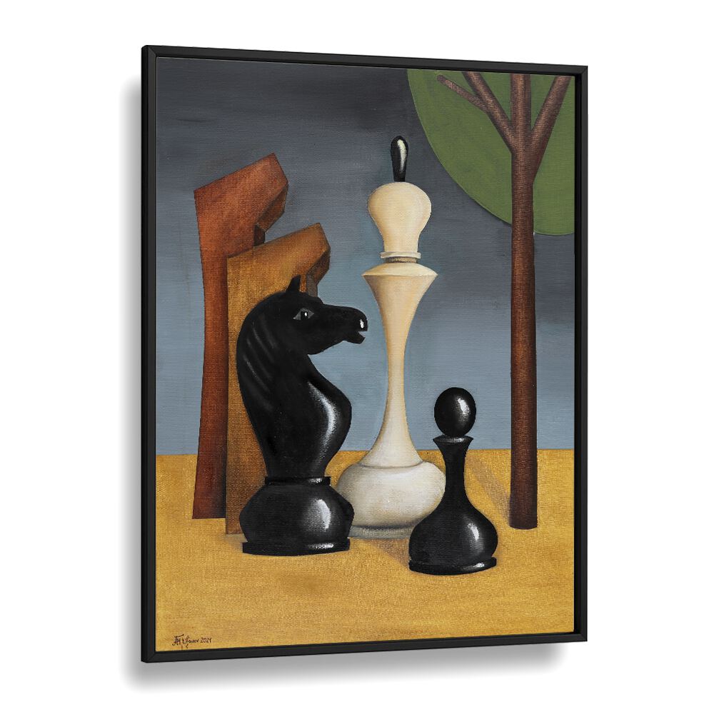 Black horse Sports Art Artwork in Black Plain Frame