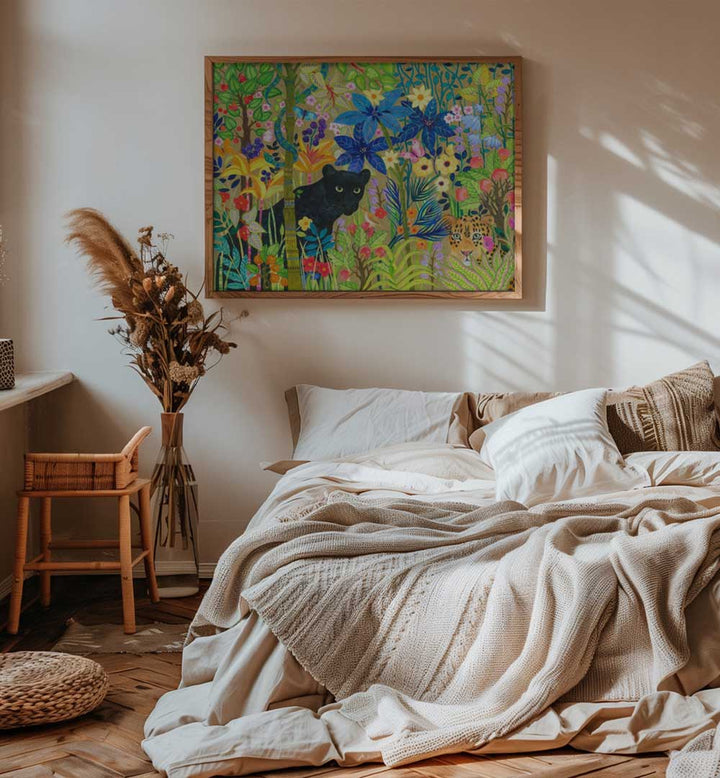 BLACK PANTHER AND A JAGUAR , ANIMAL PAINTINGS