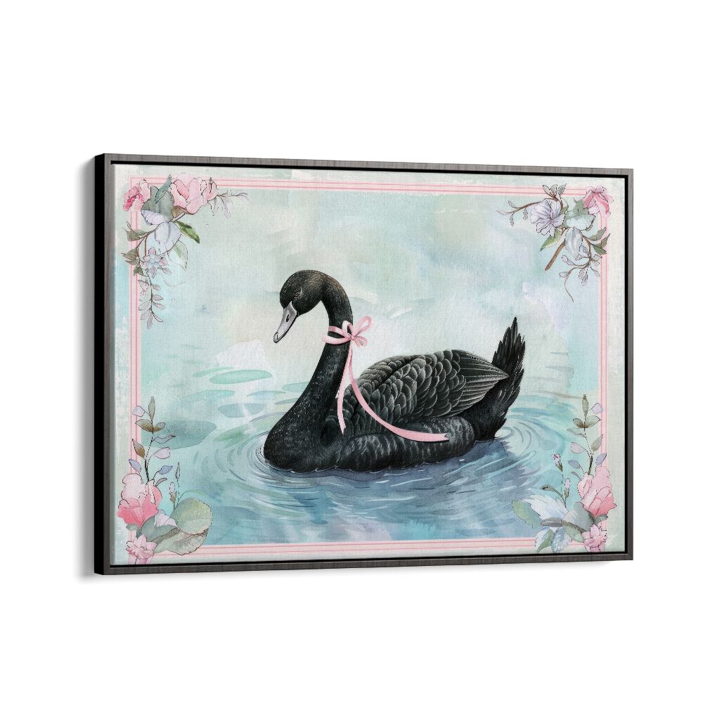 Black Swan Kids Art Artwork in Black Floater Frame
