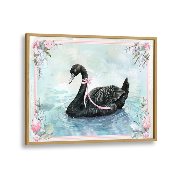 Black Swan Kids Art Artwork in Oak Wood Plain Frame
