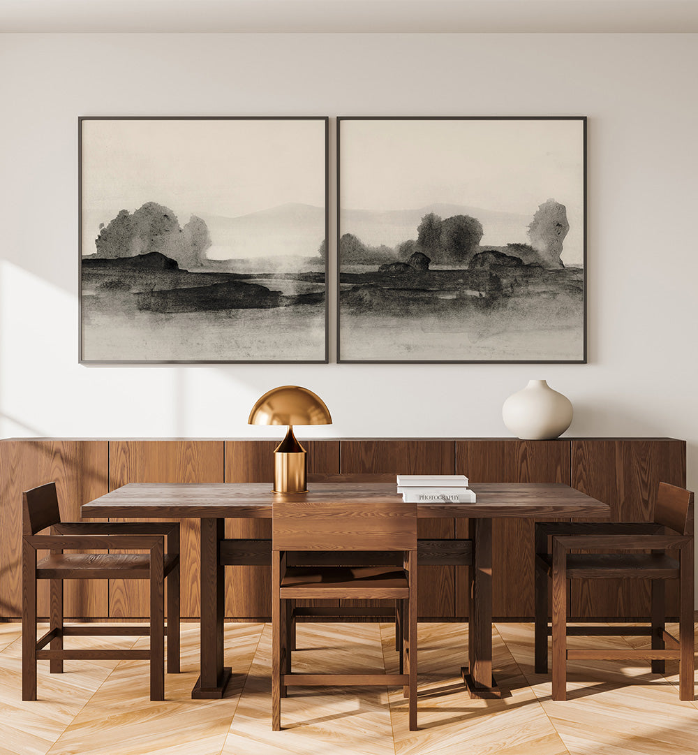 BLACK CLOUDS SET , SET OF 2 PAINTINGS