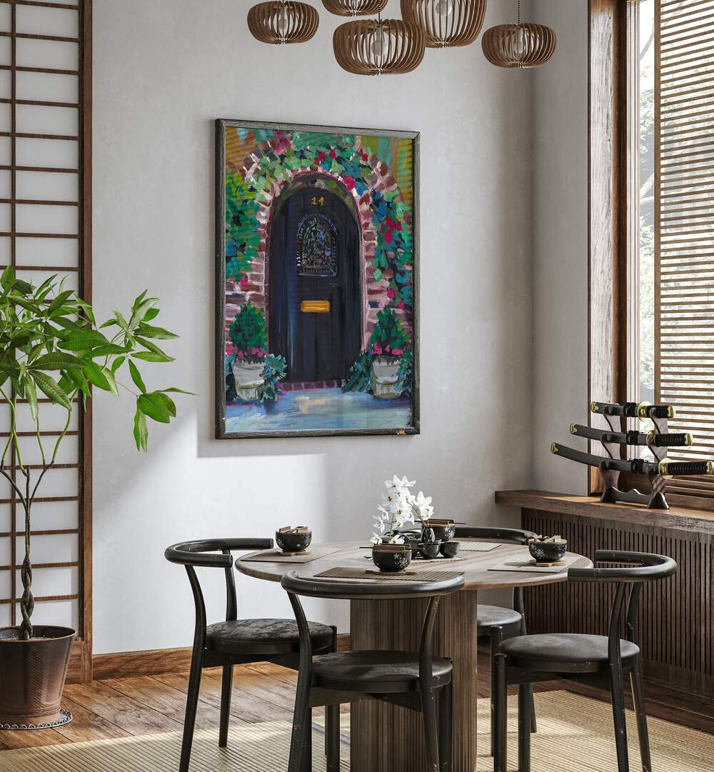 Beautifully designed BLACK DOOR, FLORAL FLOWER PAINTINGS enhance modern spaces with vibrant colors and artistic flair.