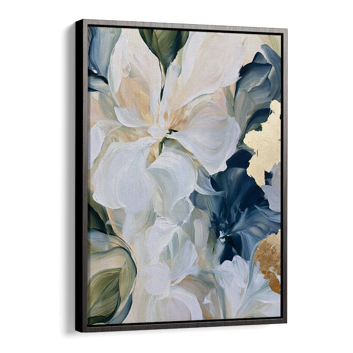 ABSTRACT BLUE GOLD FLOWERS