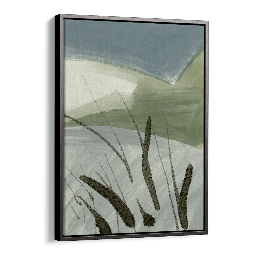 Elegant ABSTRACT LAND SHAPES, ABSTRACT PAINTINGS in muted greens and grays, perfect for modern decor.