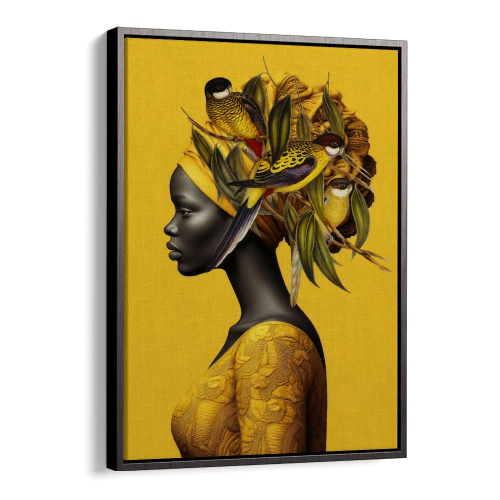AFRICAN WOMAN GOLDEN BIRDS