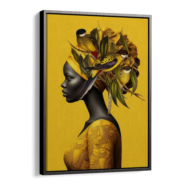 AFRICAN WOMAN GOLDEN BIRDS
