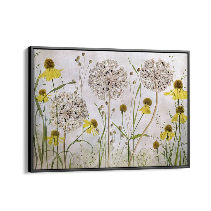 Vibrant ALLIUMS AND HELENIUMS, FLORAL FLOWER PAINTINGS showcasing stunning textures and colors for your decor.