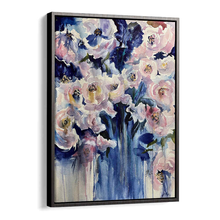 BLUE VASE , FLORAL FLOWER PAINTINGS