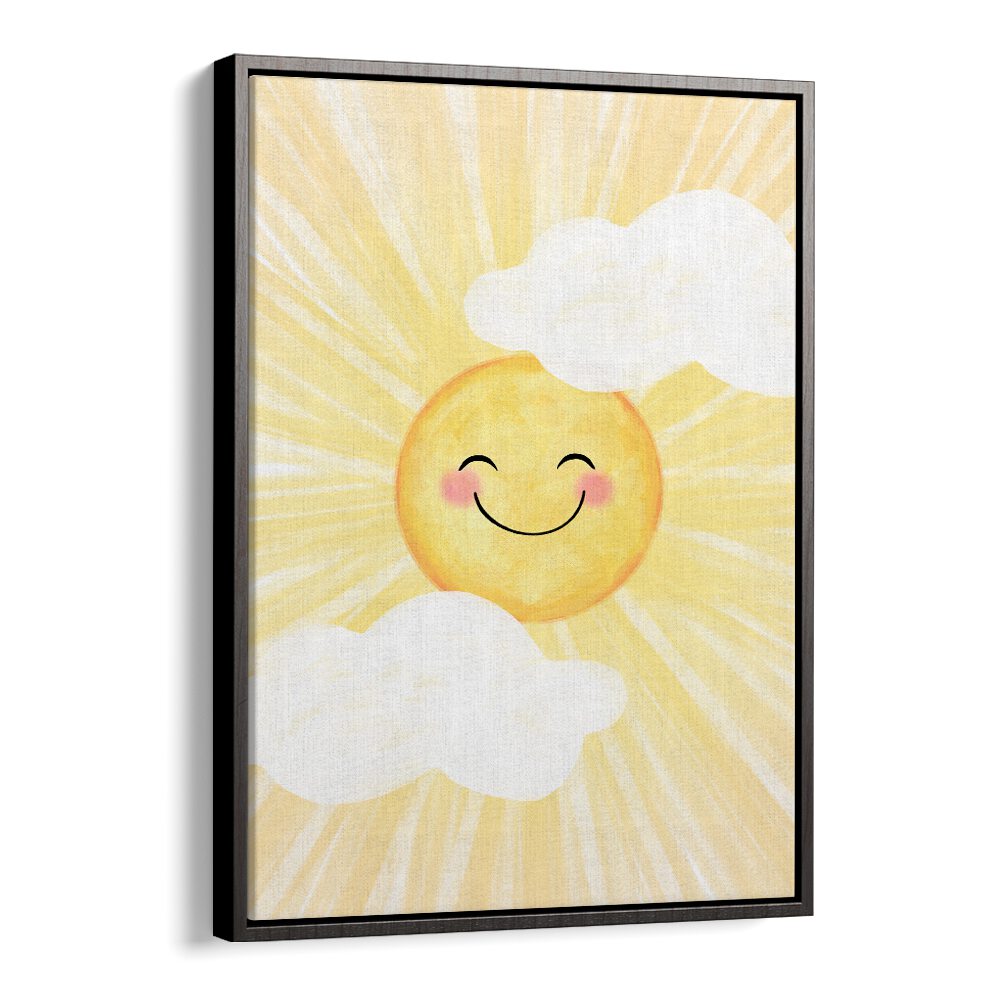 Bright SUNNY DAY kids room painting featuring a cheerful sun and clouds, perfect for a playful atmosphere.