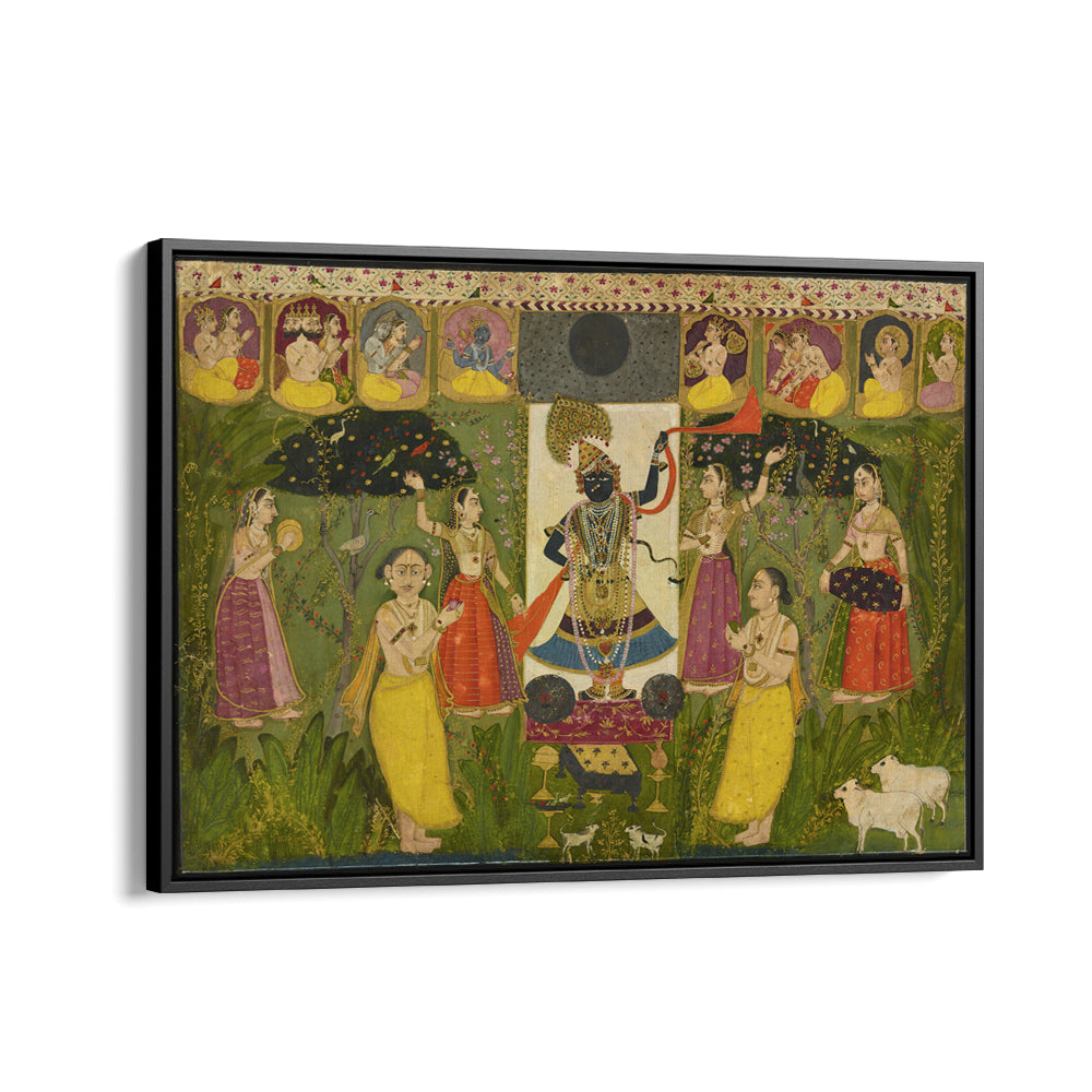 WORSHIP OF SHRI NATHJI , INDIAN ART PAINTINGS