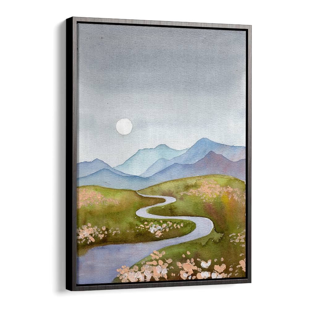 Serene BLUE GRAY HILLS landscape paintings, perfect for home decor and nature lovers. Transform your space beautifully.
