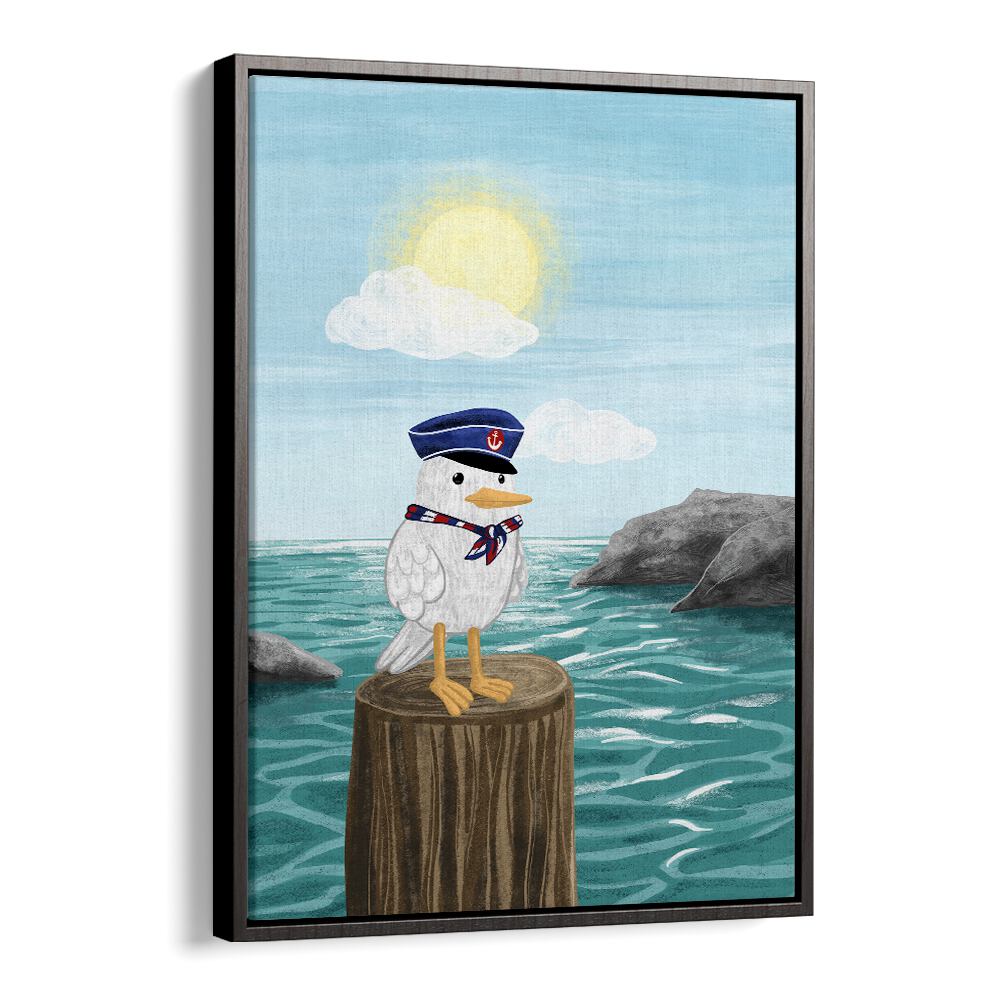 Whimsical CAPTAIN SEAGULL, KIDS ROOM PAINTINGS, perfect for adding charm to children's spaces.