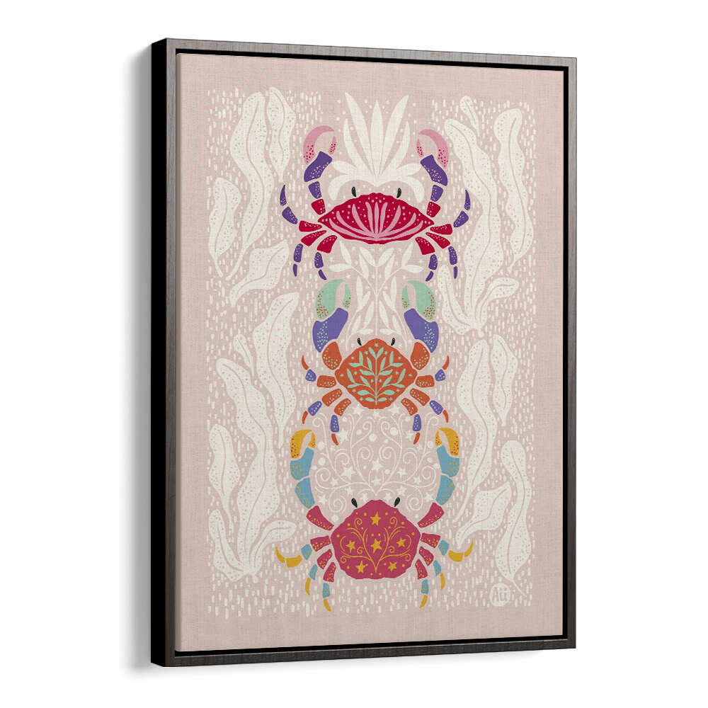 COLORFUL CRABS IN RED , BAR & CAFE ART