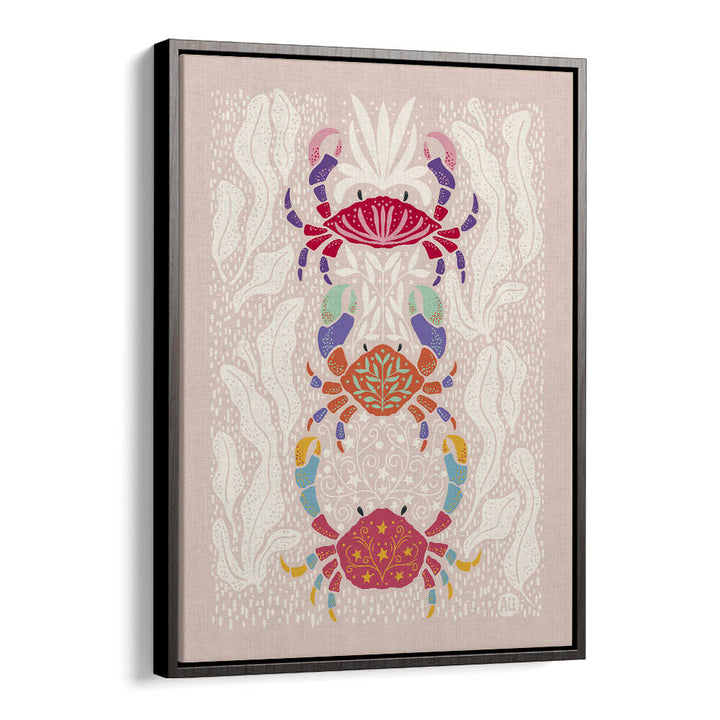 COLORFUL CRABS IN RED , BAR & CAFE ART