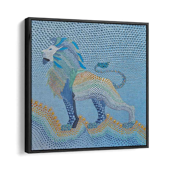 Vibrant Dotted Majesty Lion, an exquisite addition to animal paintings, capturing the essence of nature's beauty.