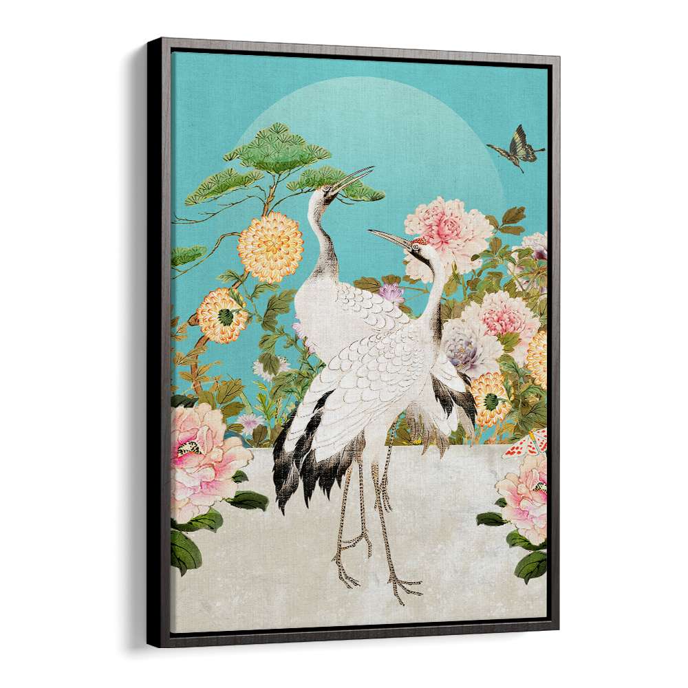 ELEGANT CRANES AND PEONIES