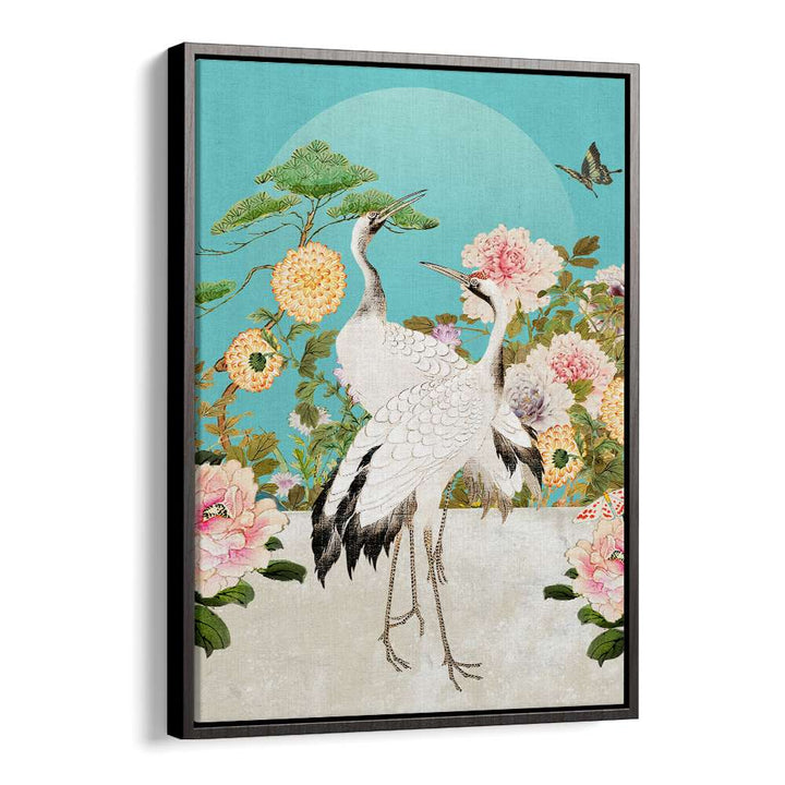 ELEGANT CRANES AND PEONIES