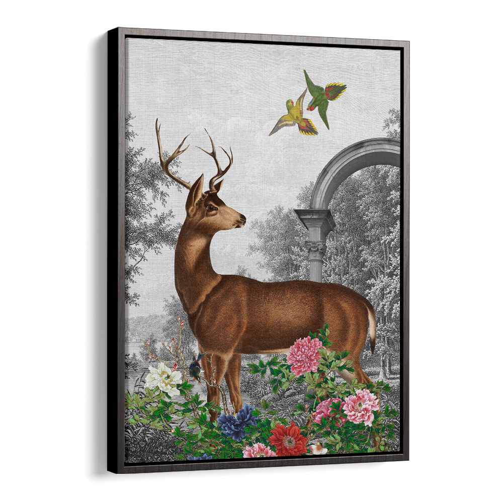 ELEGANT DEER GARDEN SCENE