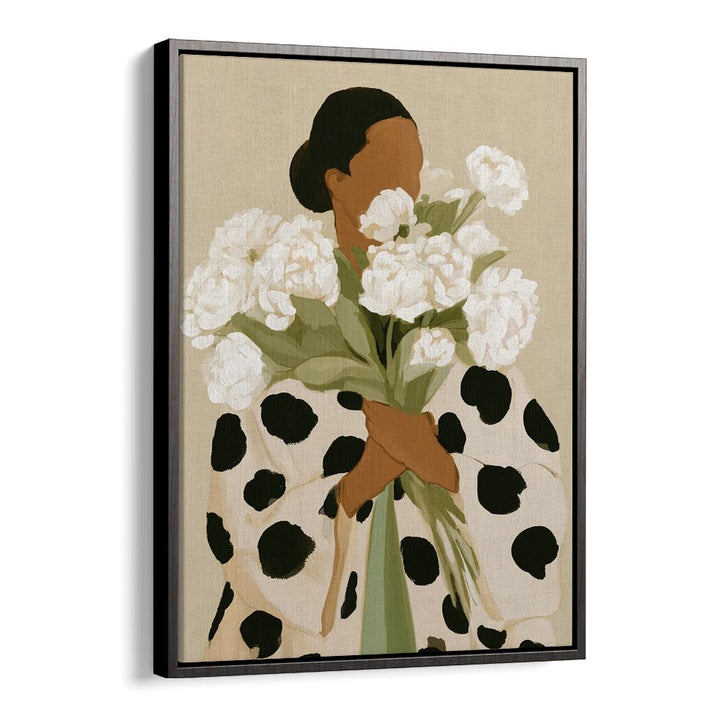 ELEGANT WOMAN WHITE PEONIES