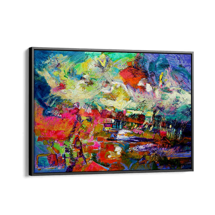 EXPRESSIONIST , ABSTRACT PAINTINGS: vibrant framed canvas with bold color, texture and movement for modern interiors