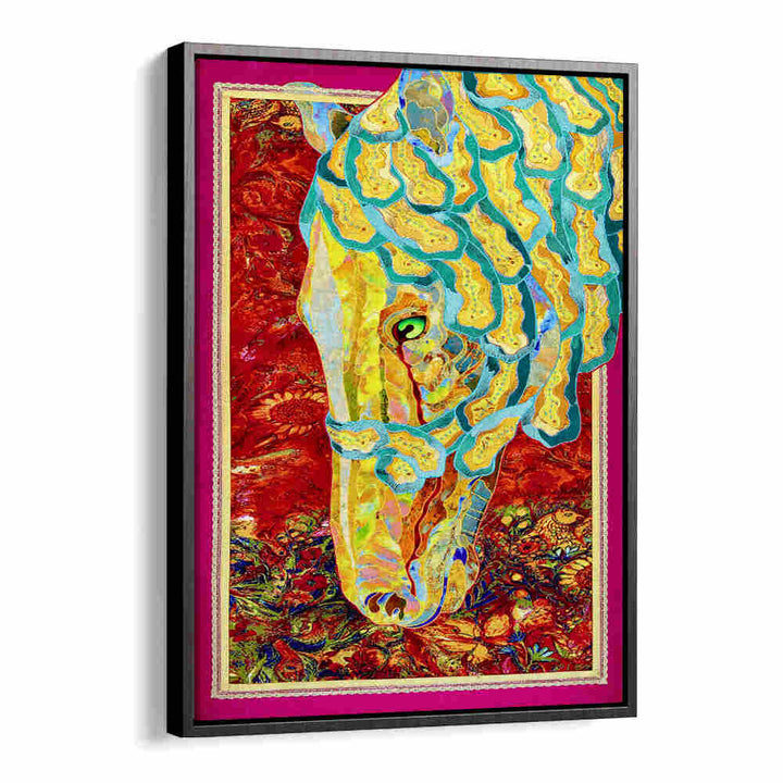 Vibrant FIRE & MANE animal painting featuring a colorful horse against a fiery background, perfect for any art lover.