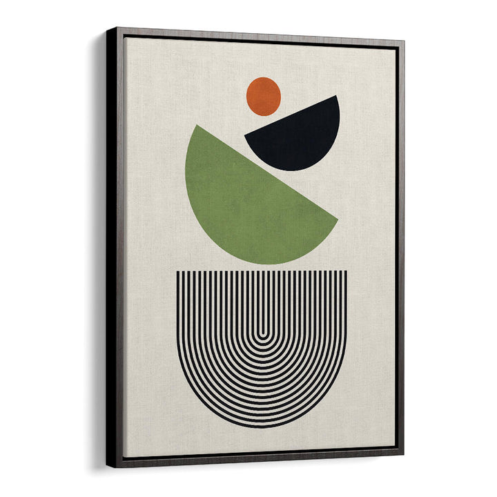 GEOMETRIC SHAPES IN GREEN BLACK AND ORANGE , GEOMETRIC ART PRINTS