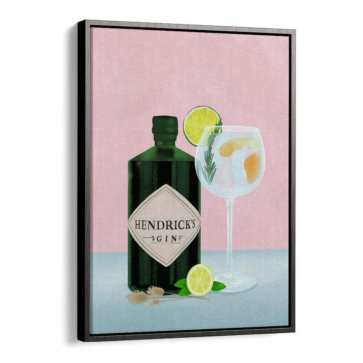 GIN TONIC , BAR art featuring Hendrick's gin bottle and a lime gin tonic glass – BlackFloater decor