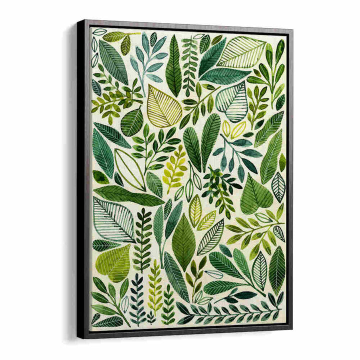 GREEN LEAVES IN VARIOUS SHAPES