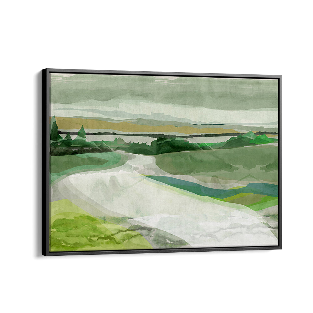 Lush hues of GREEN PASTURES I, LANDSCAPE PAINTINGS, perfect for adding tranquility to your space. Explore the beauty!
