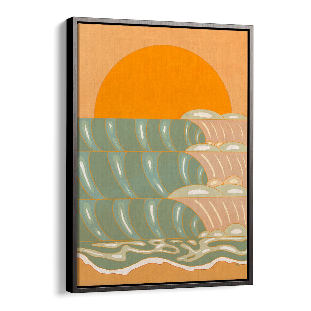 Golden Wave Landscape Paintings feature a stunning sunset over serene waves, enhancing any living space beautifully.