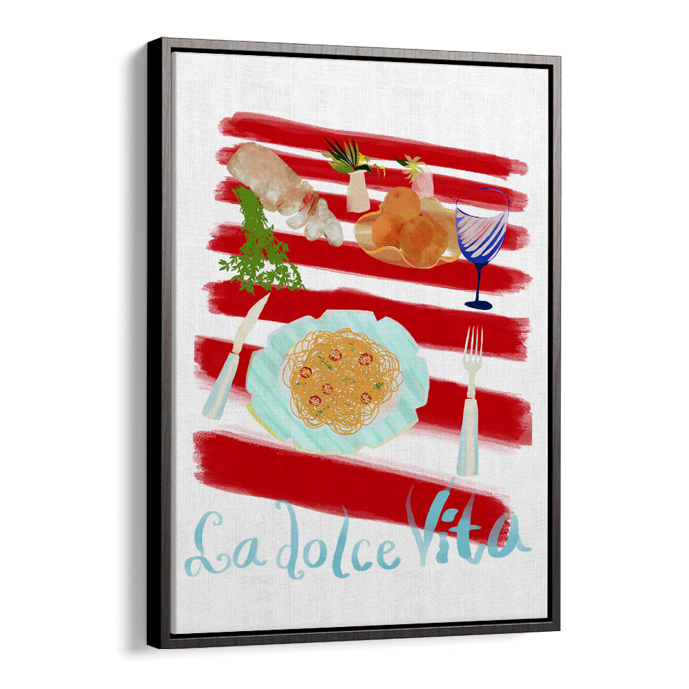 Bright and elegant LA DOLCE VITA, KITCHEN POSTERS showcase a delightful Italian dining scene, perfect for any kitchen.