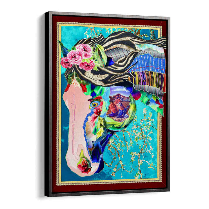 Colorful LUMINOUS STEED , ANIMAL PAINTINGS showcasing a vibrant horse design with floral accents, perfect for your decor.