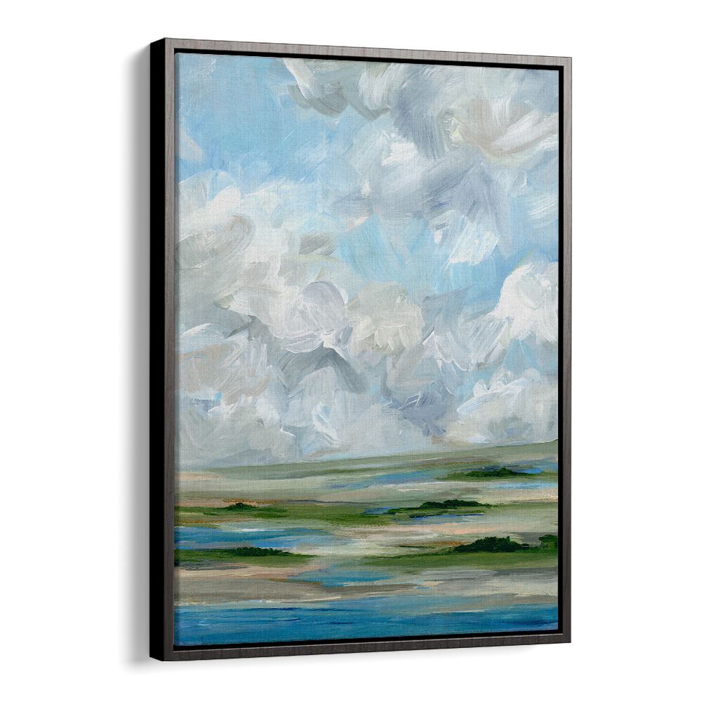 Serene landscape painting titled "MID DAY MARSH", perfect for enhancing your home’s tranquil atmosphere.