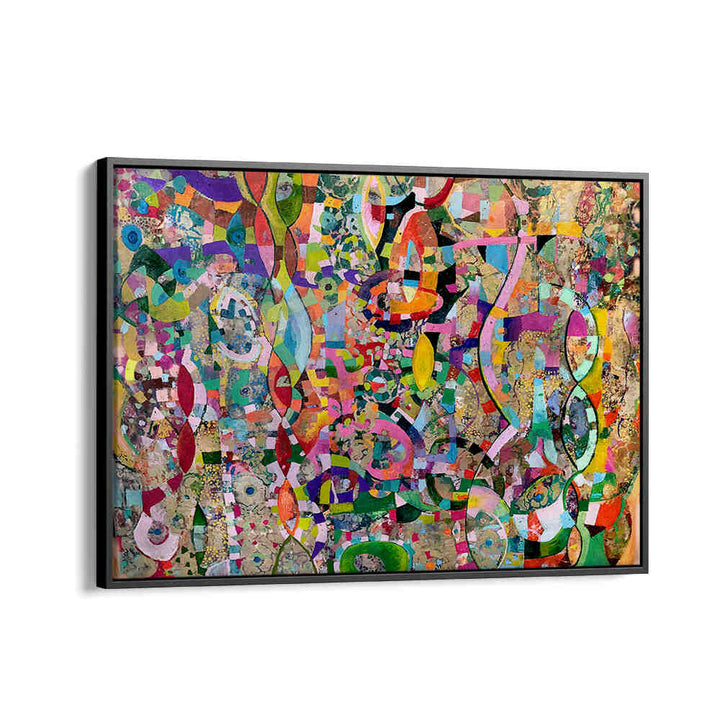 MOVING UP , ABSTRACT PAINTINGS by Blackfloater, colorful layered abstract with gestural brushwork and fluid gradients.