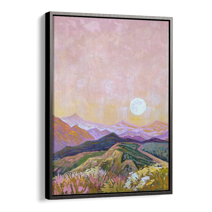 Serene MOON HILLS, LANDSCAPE PAINTINGS showcasing moonlit hills in calming pastel colors, perfect for home decor.