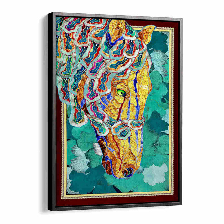 Vivid MYSTIC MUSTANG, ANIMAL PAINTINGS showcasing a colorful horse design, perfect for any art lover's collection.